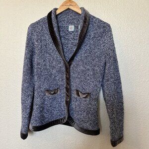 HWR Anthropologie Women's Blazer Size Small Purple Black Trim Career Boho Jacket